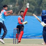 Het Kishorebha Hinsu of Kuwait during the ICC U19 Men's Cricket World Cup Asia Division 2 Qualifier match between Thailand and Kuwait held at the Terdthai Cricket Ground, Bangkok, Thailand on February 27, 2024.
Photo by: Deepak Malik / Creimas
RESTRICTED TO EDITORIAL USE