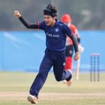 Natpakhan Manowon of Thailand celebrates the wicket of Jay Maheshkumar Mehta captain of Kuwait during the ICC U19 Men's Cricket World Cup Asia Division 2 Qualifier match between Thailand and Kuwait held at the Terdthai Cricket Ground, Bangkok, Thailand on February 27, 2024.
Photo by: Deepak Malik / Creimas
RESTRICTED TO EDITORIAL USE