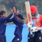 Jetsada Yangsuay of Thailand celebrates the wicket of Asmeet Avinash Jadhav of Kuwait during the ICC U19 Men's Cricket World Cup Asia Division 2 Qualifier match between Thailand and Kuwait held at the Terdthai Cricket Ground, Bangkok, Thailand on February 27, 2024.
Photo by: Deepak Malik / Creimas
RESTRICTED TO EDITORIAL USE