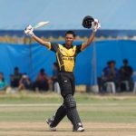 Muhammad Akram Abd Malek of Malaysia celebrates after scoring a hundred during the ICC U19 Men's Cricket World Cup Asia Division 2 Qualifier match between Thailand and Malaysia held at the Terdthai Cricket Ground, Bangkok, Thailand on February 29, 2024.
Photo by: Deepak Malik / Creimas
RESTRICTED TO EDITORIAL USE