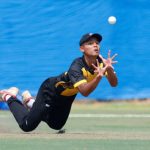 Hadiff Irfan Irwan of Malaysia tries to take catch during the ICC U19 Men's Cricket World Cup Asia Division 2 Qualifier match between Thailand and Malaysia held at the Terdthai Cricket Ground, Bangkok, Thailand on February 29, 2024.
Photo by: Deepak Malik / Creimas
RESTRICTED TO EDITORIAL USE