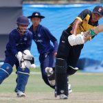 Muhammad Akram Abd Malek of Malaysia plays a shot during the ICC U19 Men's Cricket World Cup Asia Division 2 Qualifier match between Thailand and Malaysia held at the Terdthai Cricket Ground, Bangkok, Thailand on February 29, 2024.
Photo by: Deepak Malik / Creimas
RESTRICTED TO EDITORIAL USE