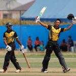 Muhammad Akram Abd Malek of Malaysia celebrates after scoring a hundred during the ICC U19 Men's Cricket World Cup Asia Division 2 Qualifier match between Thailand and Malaysia held at the Terdthai Cricket Ground, Bangkok, Thailand on February 29, 2024.
Photo by: Deepak Malik / Creimas
RESTRICTED TO EDITORIAL USE