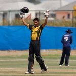 Muhammad Akram Abd Malek of Malaysia celebrates after scoring a hundred during the ICC U19 Men's Cricket World Cup Asia Division 2 Qualifier match between Thailand and Malaysia held at the Terdthai Cricket Ground, Bangkok, Thailand on February 29, 2024.
Photo by: Deepak Malik / Creimas
RESTRICTED TO EDITORIAL USE