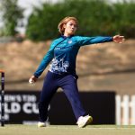 ABU DHABI, UNITED ARAB EMIRATES - APRIL 25: Chanida Sutthiruang of Thailand bowls during the ICC Women's T20 World Cup Qualifier 2024 match between Sri Lanka and Thailand at Tolerance Oval on April 25, 2024 in Abu Dhabi, United Arab Emirates. (Photo by Francois Nel-ICC/ICC via Getty Images) (Photo by Francois Nel-ICC/ICC via Getty Images)