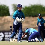 ABU DHABI, UNITED ARAB EMIRATES - APRIL 25: Wicket Keeper Nannapat Koncharoenkai of Thailand celebrates after stumpings Hansima Karunaratne of Sri Lanka during the ICC Women's T20 World Cup Qualifier 2024 match between Sri Lanka and Thailand at Tolerance Oval on April 25, 2024 in Abu Dhabi, United Arab Emirates. (Photo by Francois Nel-ICC/ICC via Getty Images) (Photo by Francois Nel-ICC/ICC via Getty Images)