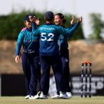 ABU DHABI, UNITED ARAB EMIRATES - APRIL 25: Sunida Chaturongrattana of Thailand celebrates with teammates after taking the wicket of Hasini Perera of Sri Lanka (not pictured) during the ICC Women's T20 World Cup Qualifier 2024 match between Sri Lanka and Thailand at Tolerance Oval on April 25, 2024 in Abu Dhabi, United Arab Emirates. (Photo by Francois Nel-ICC/ICC via Getty Images) (Photo by Francois Nel-ICC/ICC via Getty Images)