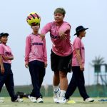 ABU DHABI, UNITED ARAB EMIRATES - MAY 01: Players of Thailand warm up prior to the ICC Women's T20 World Cup Qualifier 2024 match between Thailand and USA at Zayed Cricket Stadium on May 01, 2024 in Abu Dhabi, United Arab Emirates. (Photo by Francois Nel-ICC/ICC via Getty Images)