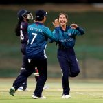 ABU DHABI, UNITED ARAB EMIRATES - MAY 01: Thipatcha Putthawong and Nattaya Boochatham of Thailand celebrate taking the wicket of Ritu Singh of USA (not pictured) during the ICC Women's T20 World Cup Qualifier 2024 match between Thailand and USA at Zayed Cricket Stadium on May 01, 2024 in Abu Dhabi, United Arab Emirates. (Photo by Francois Nel-ICC/ICC via Getty Images)