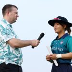 ABU DHABI, UNITED ARAB EMIRATES - MAY 01: Naruemol Chaiwai, Captain of Thailand, speaks to the media prior to the ICC Women's T20 World Cup Qualifier 2024 match between Thailand and USA at Zayed Cricket Stadium on May 01, 2024 in Abu Dhabi, United Arab Emirates. (Photo by Francois Nel-ICC/ICC via Getty Images)