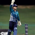 ABU DHABI, UNITED ARAB EMIRATES - MAY 01: Nannapat Khoncharoenkai of Thailand celebrates taking the wicket of Pooja Ganesh of USA (not pictured) during the ICC Women's T20 World Cup Qualifier 2024 match between Thailand and USA at Zayed Cricket Stadium on May 01, 2024 in Abu Dhabi, United Arab Emirates. (Photo by Francois Nel-ICC/ICC via Getty Images)