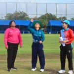 Naruemol Chaiwai of Thailand and Amna Sharif Tariq of Kuwait at toss before match 1 of the ICC Women's T20 World Cup Asia Qualifier between Thailand Women and Kuwait Women held at the Terdthai Cricket Ground, Bangkok on the 9th May 2025.
Photo by Sameer G. Bhalekar / CREIMAS for International Cricket Council
RESTRICTED TO EDITORIAL USE