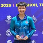 Phannita Maya of Thailand with the player of the match award after the match 1 of the ICC Women's T20 World Cup Asia Qualifier between Thailand Women and Kuwait Women held at the Terdthai Cricket Ground, Bangkok on the 9th May 2025.
Photo by Sameer G. Bhalekar / CREIMAS for International Cricket Council
RESTRICTED TO EDITORIAL USE