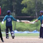Onnicha Kamchomphu of Thailand and Natthakan Chantham of Thailand gesture during the Super Three Match 1 of the ICC Women's T20 World Cup Asia Qualifier between Thailand Women and United Arab Emirates Women, held at Terdthai Cricket Ground, Bangkok, on 18 May 2025.
Photo by Anshuman Akash / CREIMAS
RESTRICTED TO EDITORIAL USE