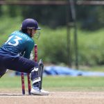 Nannapat Khoncharoenkai of Thailand hits the bells to dismiss Michelle Daleen Botha of United Arab Emirates during the Super Three Match 1 of the ICC Women's T20 World Cup Asia Qualifier between Thailand Women and United Arab Emirates Women, held at Terdthai Cricket Ground, Bangkok, on 18 May 2025.
Photo by Anshuman Akash / CREIMAS
RESTRICTED TO EDITORIAL USE