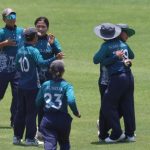 Team Thailand celebrate the wicket of Esha Rohit Oza of United Arab Emirates during the Super Three Match 1 of the ICC Women's T20 World Cup Asia Qualifier between Thailand Women and United Arab Emirates Women, held at Terdthai Cricket Ground, Bangkok, on 18 May 2025.
Photo by Anshuman Akash / CREIMAS
RESTRICTED TO EDITORIAL USE